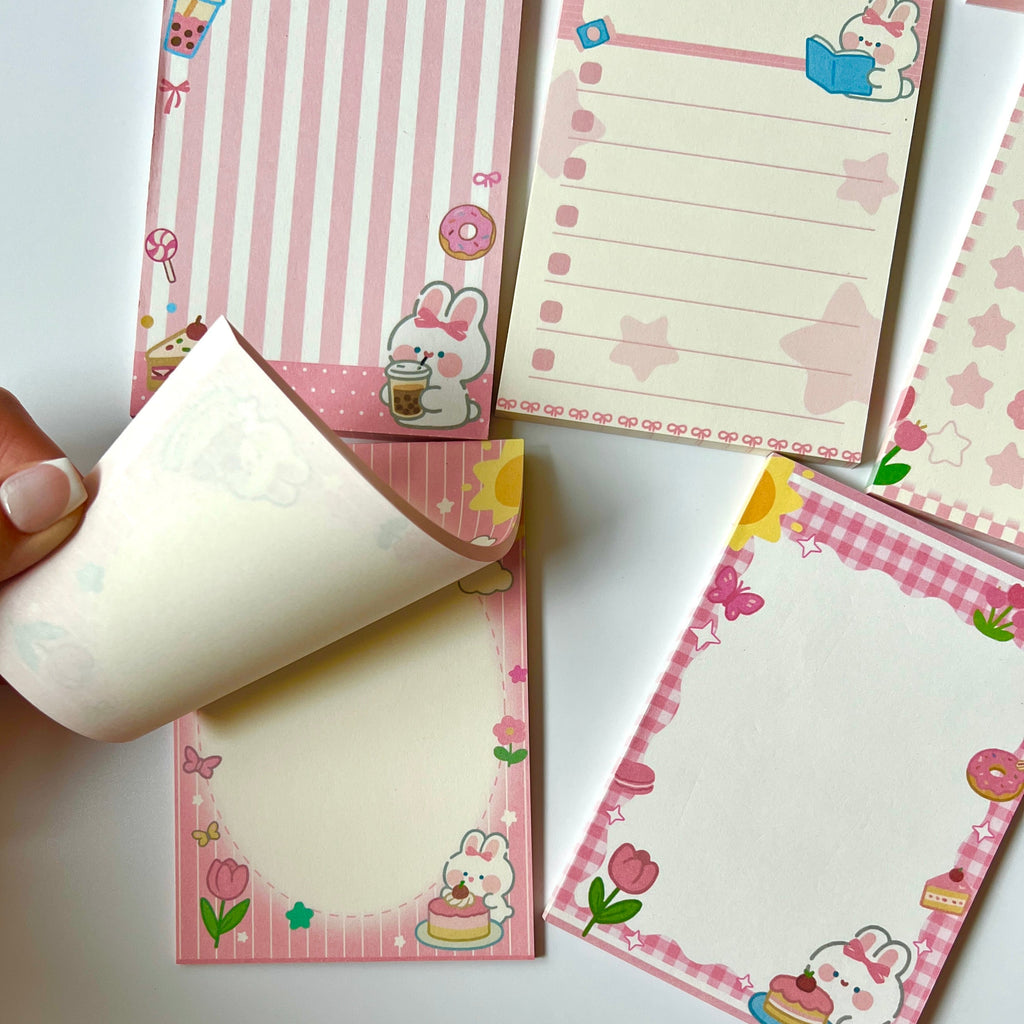 🍰 Sweet Bunny Dessert Memo Pad Set