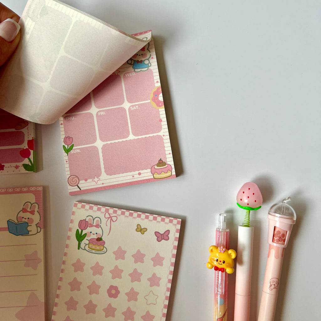 🍰 Sweet Bunny Dessert Memo Pad Set