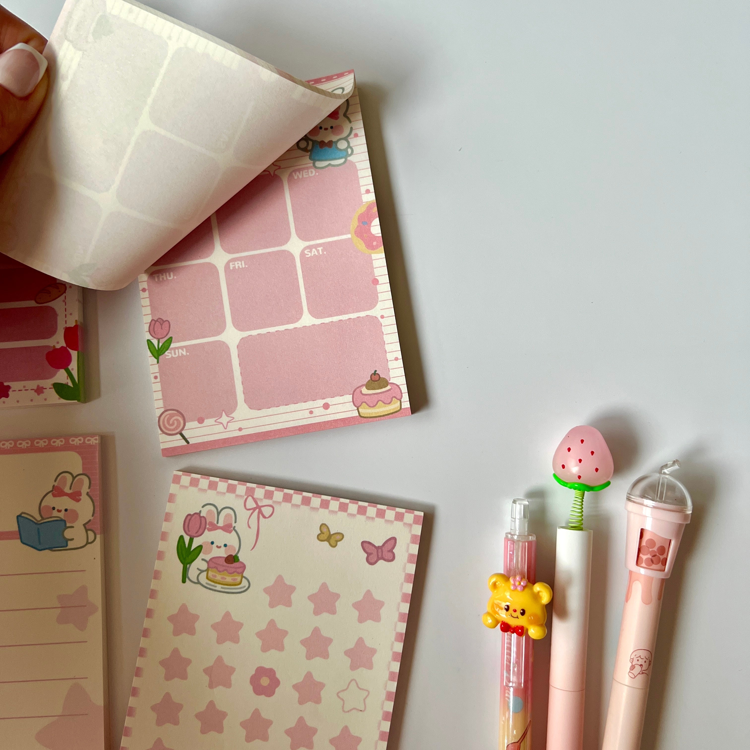 🍰 Sweet Bunny Dessert Memo Pad Set