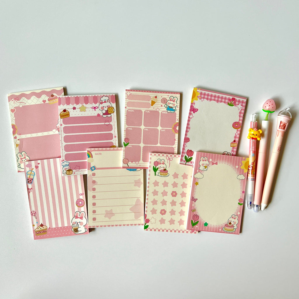 🍰 Sweet Bunny Dessert Memo Pad Set