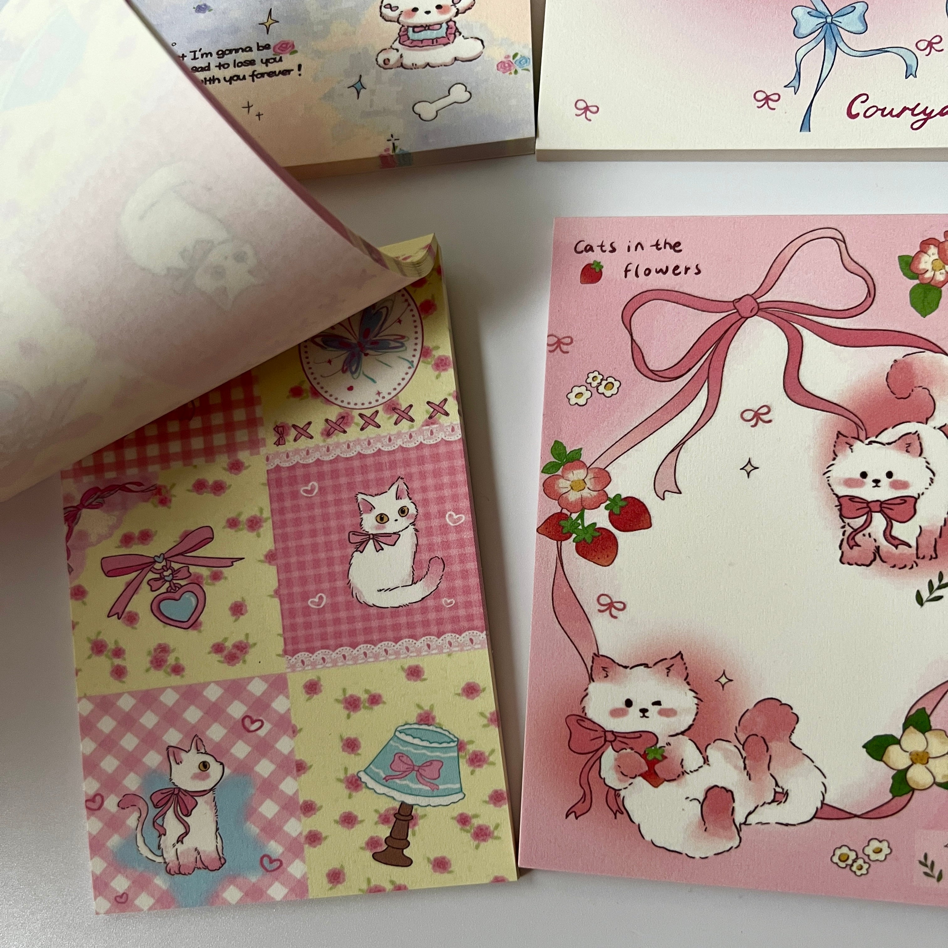 🎀 Ribbon & Kitty Memo Pad Set