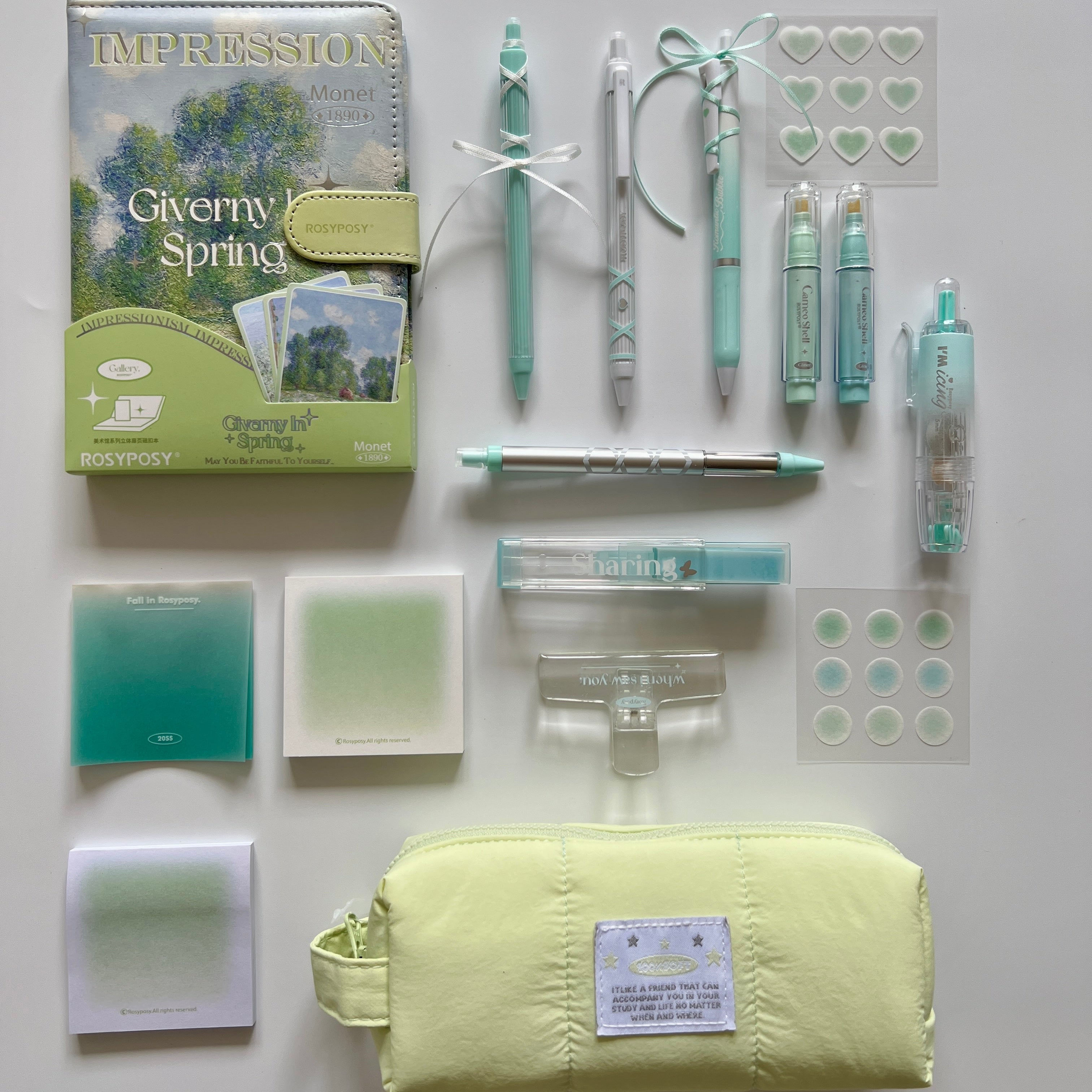 🌿 Green Giverny Spring Stationery Set