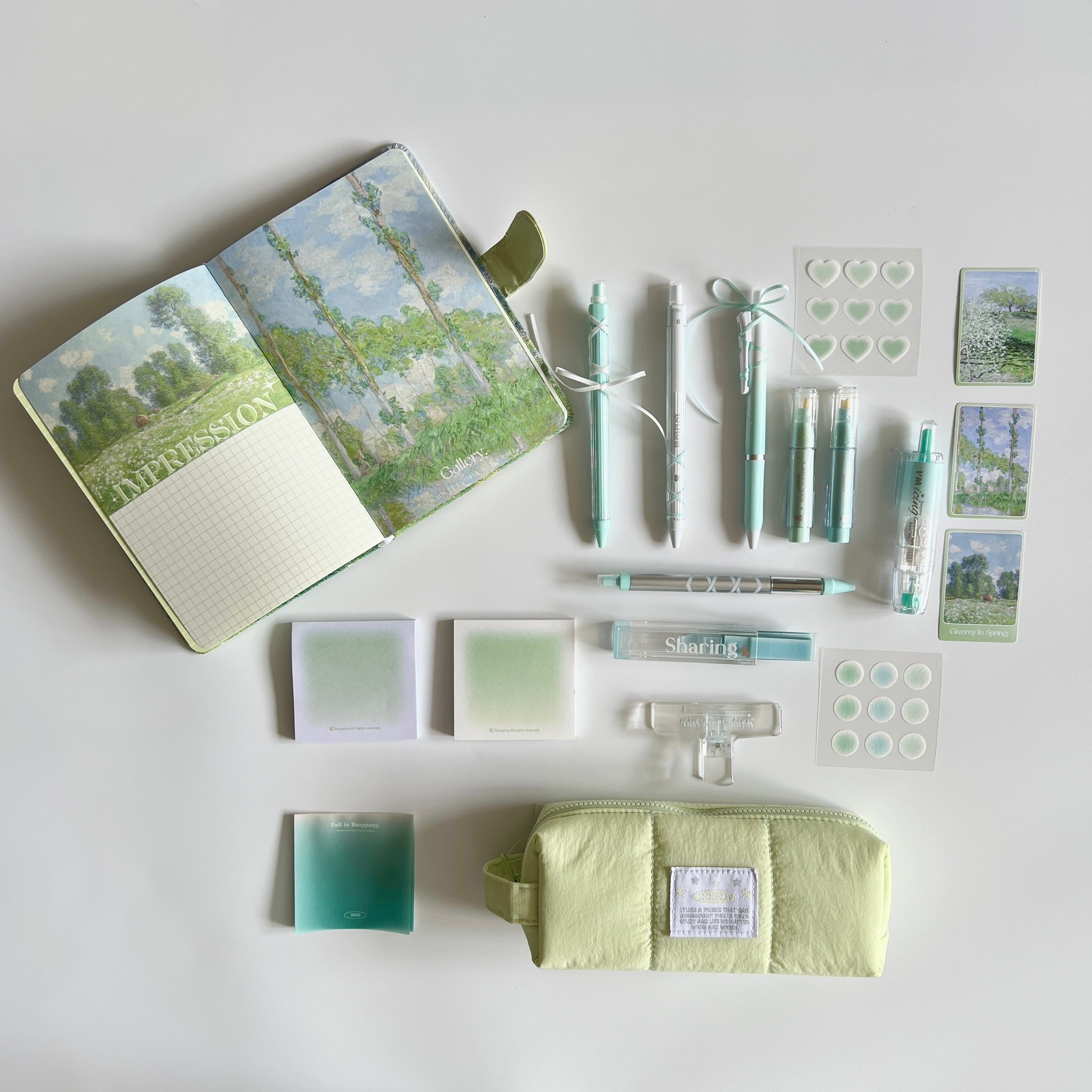 🌿 Green Giverny Spring Stationery Set