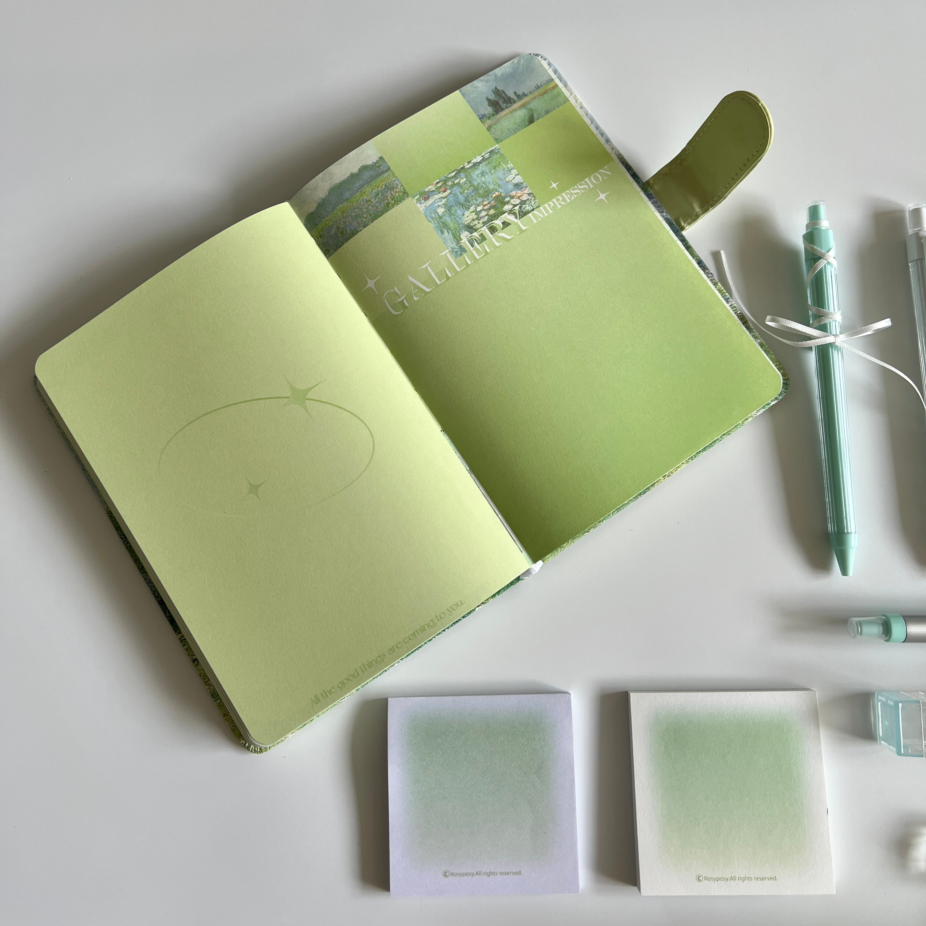 🌿 Green Giverny Spring Stationery Set