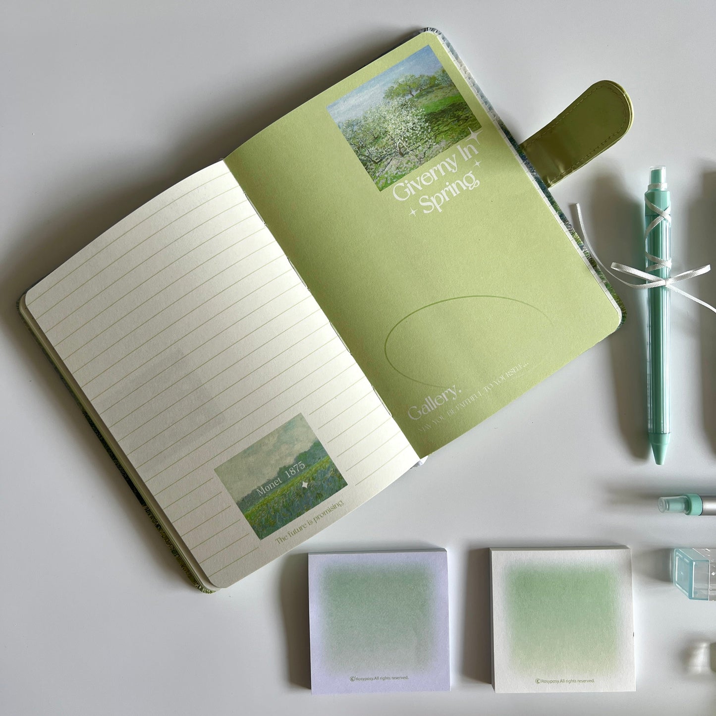 🌿 Green Giverny Spring Stationery Set