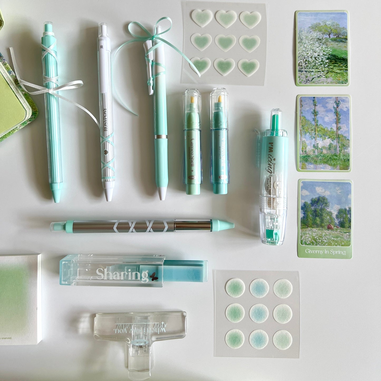 🌿 Green Giverny Spring Stationery Set