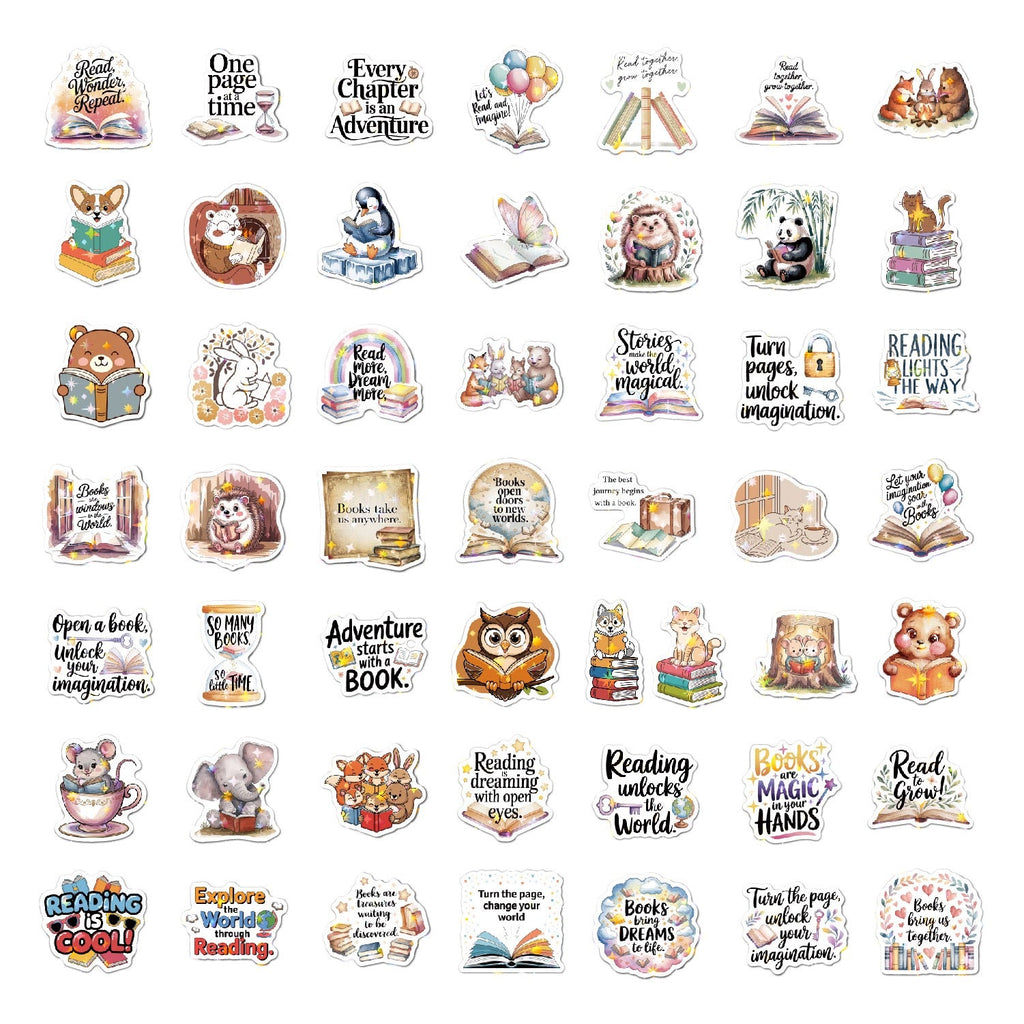 🦊 Holographic Woodland Reading Animals Stickers