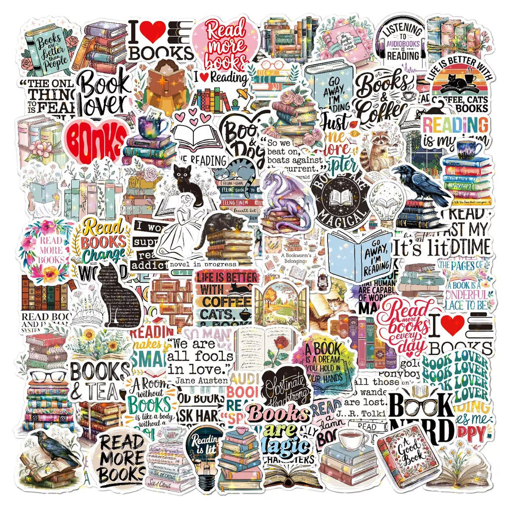 📚 Book Lover Quotes Holographic Stickers