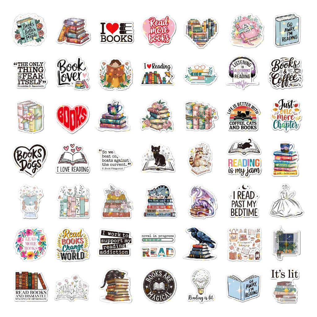 📚 Book Lover Quotes Holographic Stickers