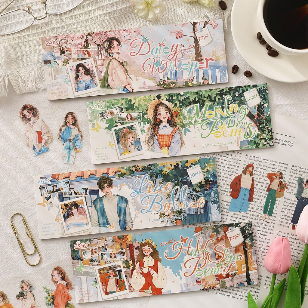 🌸 Vintage Girl Aesthetic Sticker Book (20 Sheets, 100 pcs)