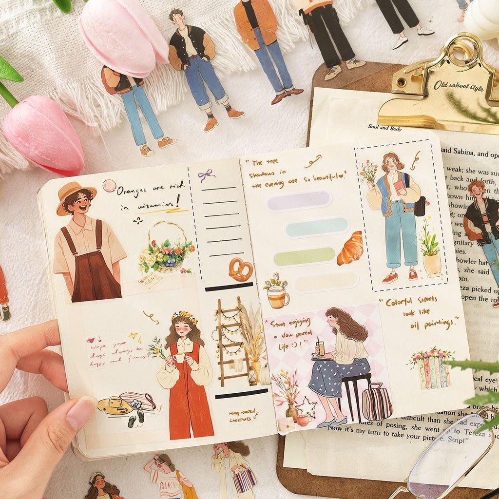 🌸 Vintage Girl Aesthetic Sticker Book (20 Sheets, 100 pcs)