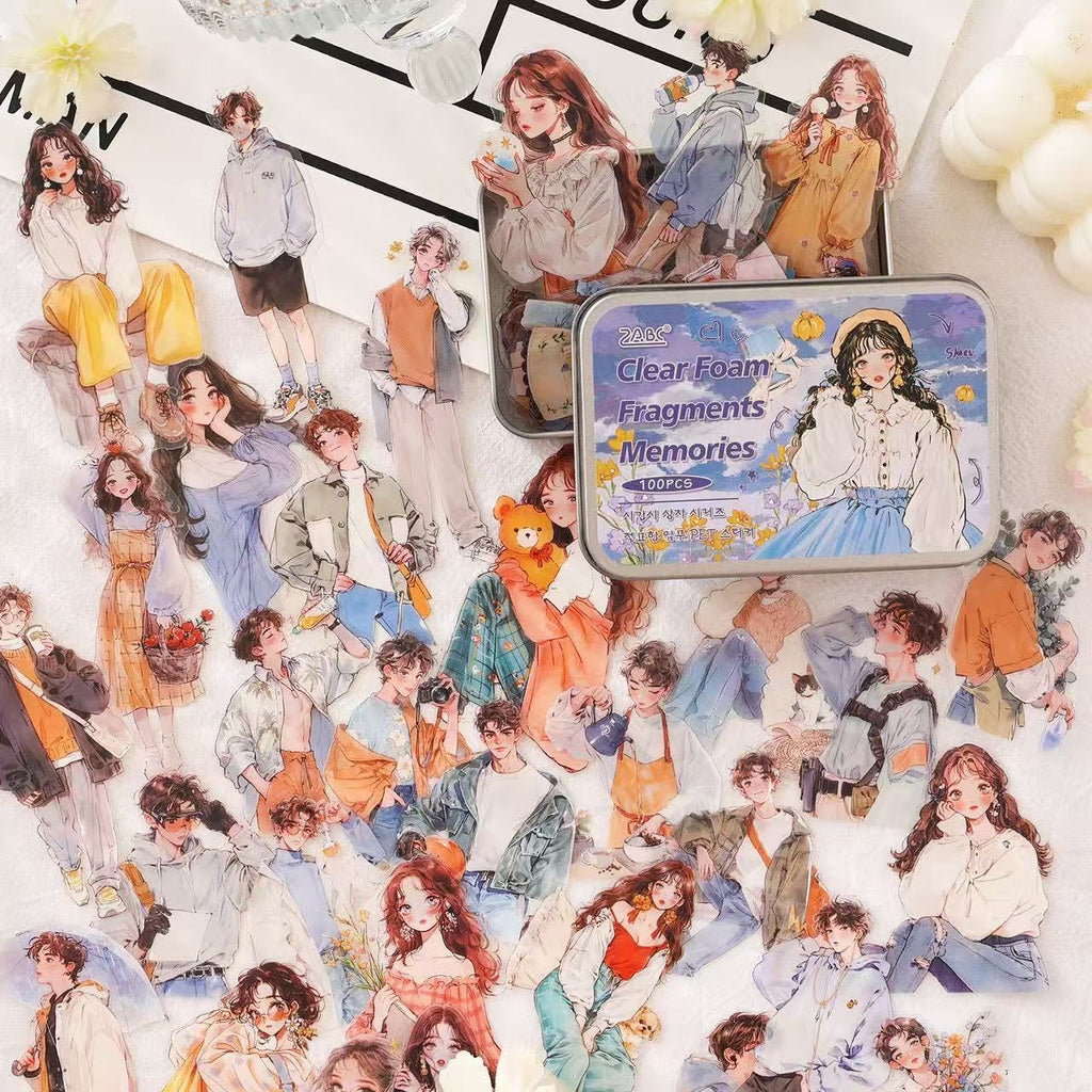 💌 Vintage Girl Aesthetic Sticker Tin Box (100 pcs)