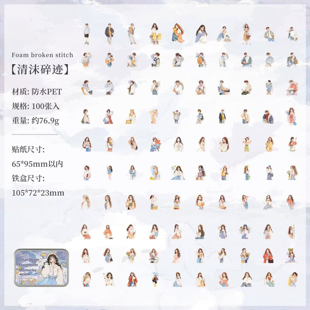 💌 Vintage Girl Aesthetic Sticker Tin Box (100 pcs)