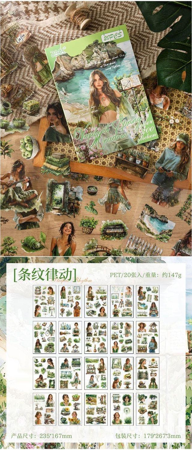 🌿 Four Seasons Vintage Aesthetic Sticker Book (20 Pages)