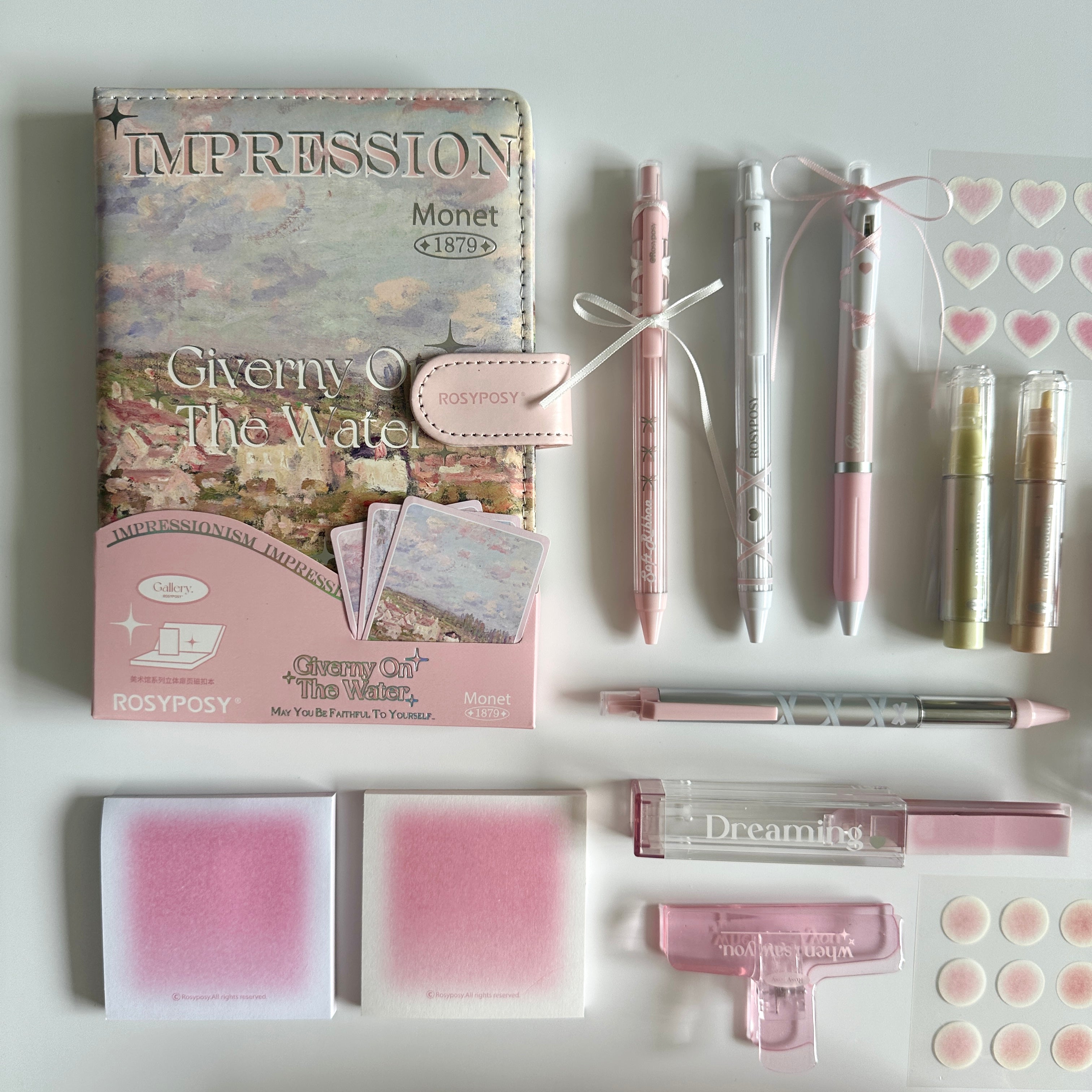 🌸 Pink Giverny Garden Stationery Set