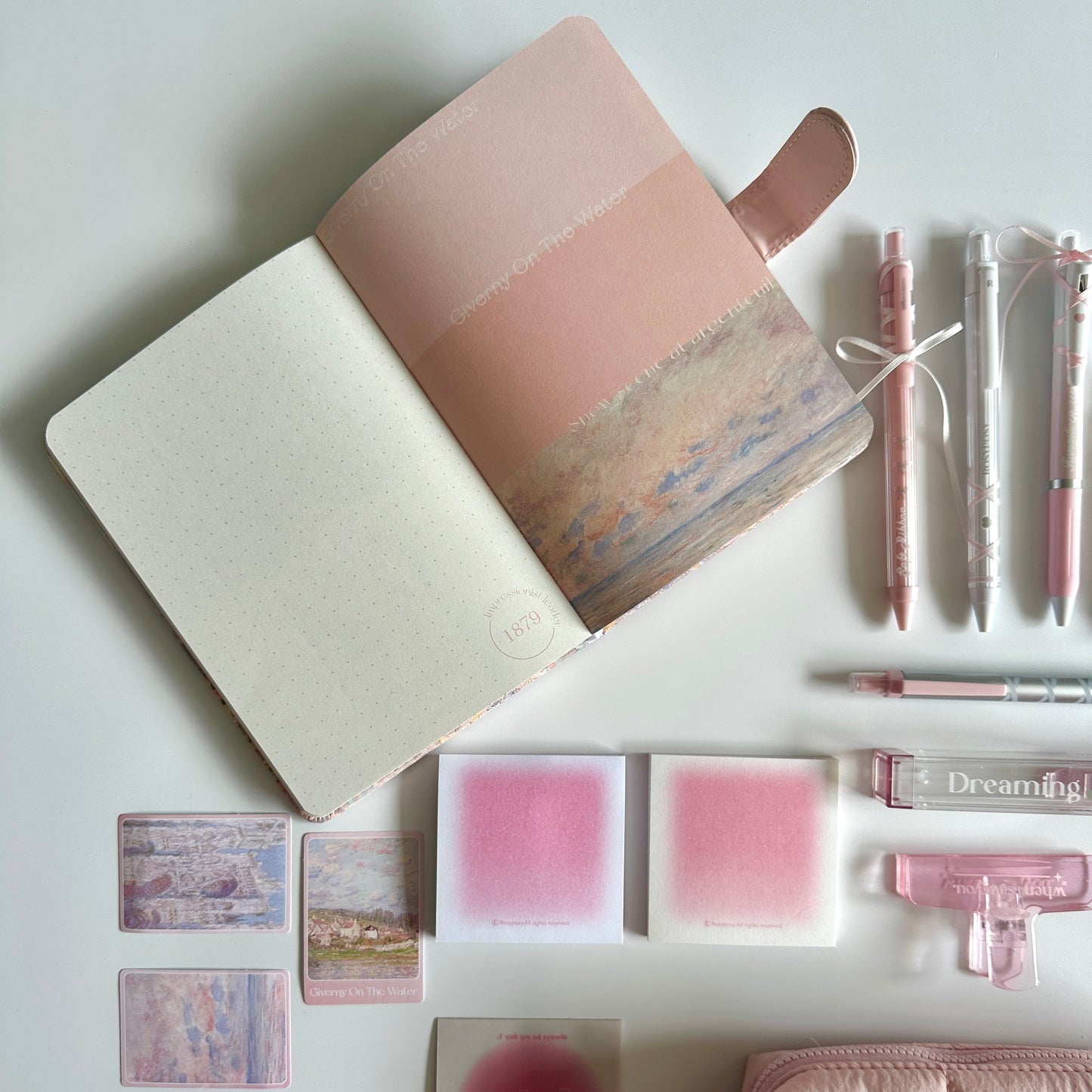🌸 Pink Giverny Garden Stationery Set